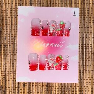 Hello Kitty Press on Nail Set with Strawberry Design
